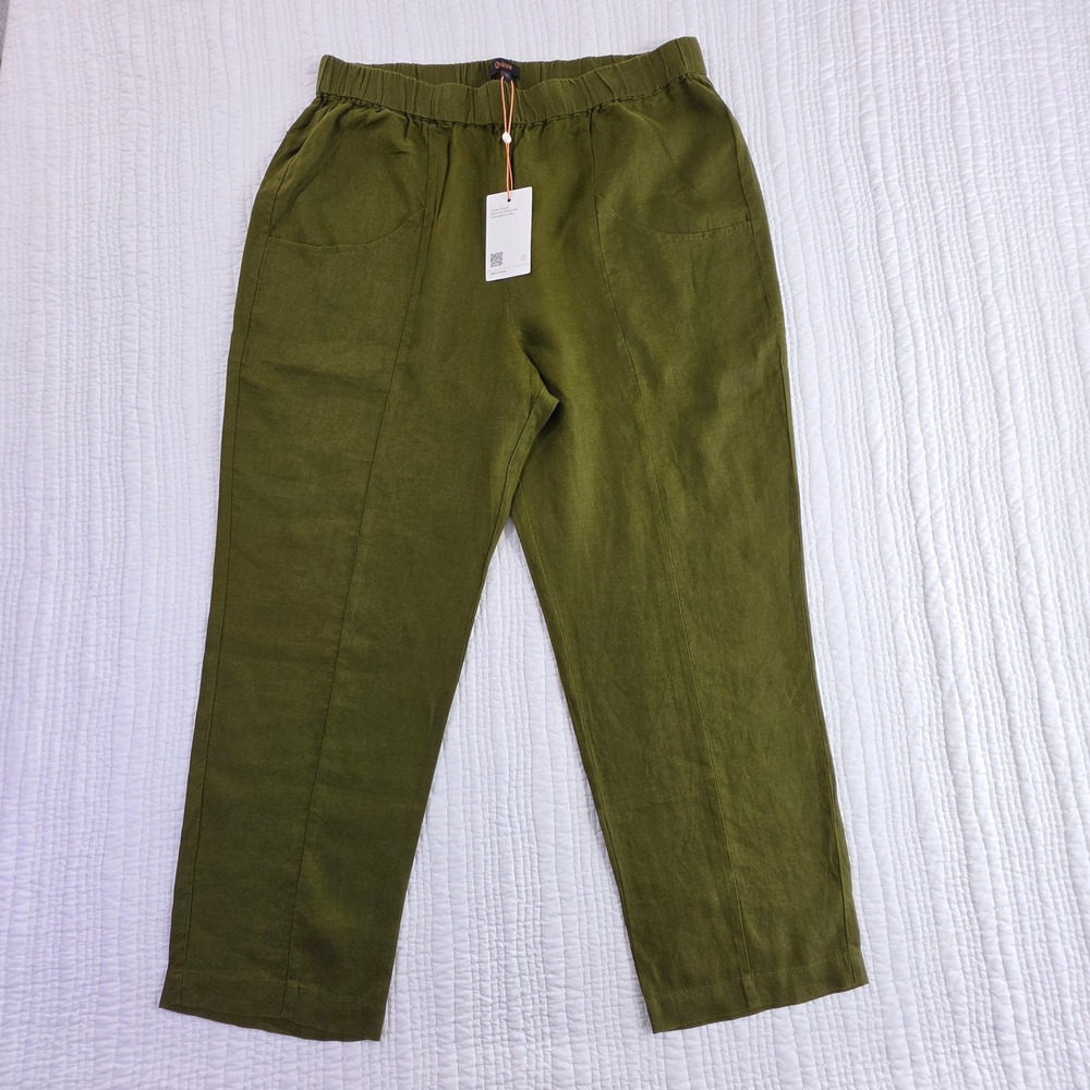Quince L Trousers Martini Pull-On Baggy Coastal Lagenlook Resort Relaxed